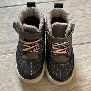 Boys Grey & Blue Boots Flannel Lining size 6 Toddler Boy